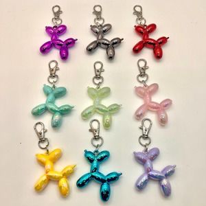 Balloon Animal Keychain - Metallic Balloon Dogs - Kawaii Keychains - Bag Clips